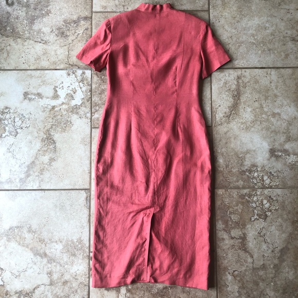 Coral Linen Dress - Picture 2 of 2